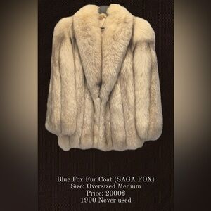 Luxurious Blue Fox Fur Coat SAGA FOX